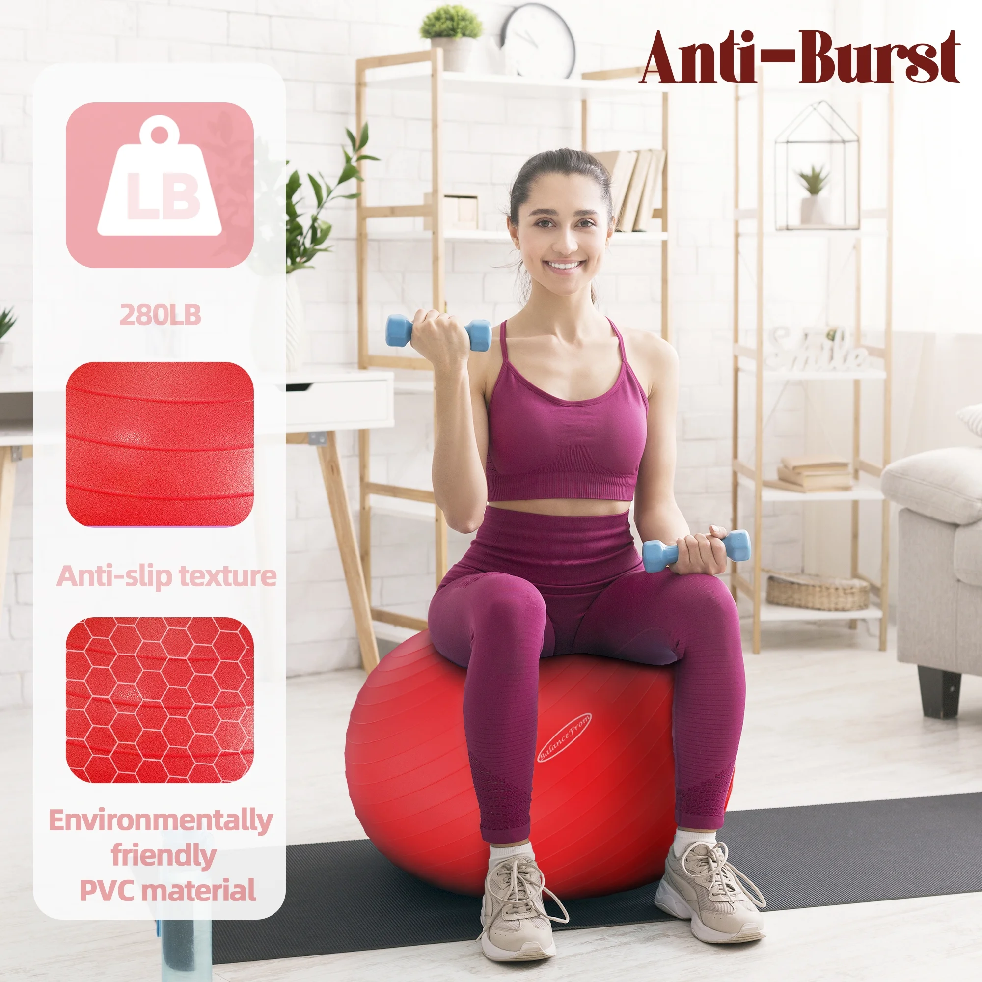 Anti-Burst and Slip Resistant Exercise Ball - Image 3