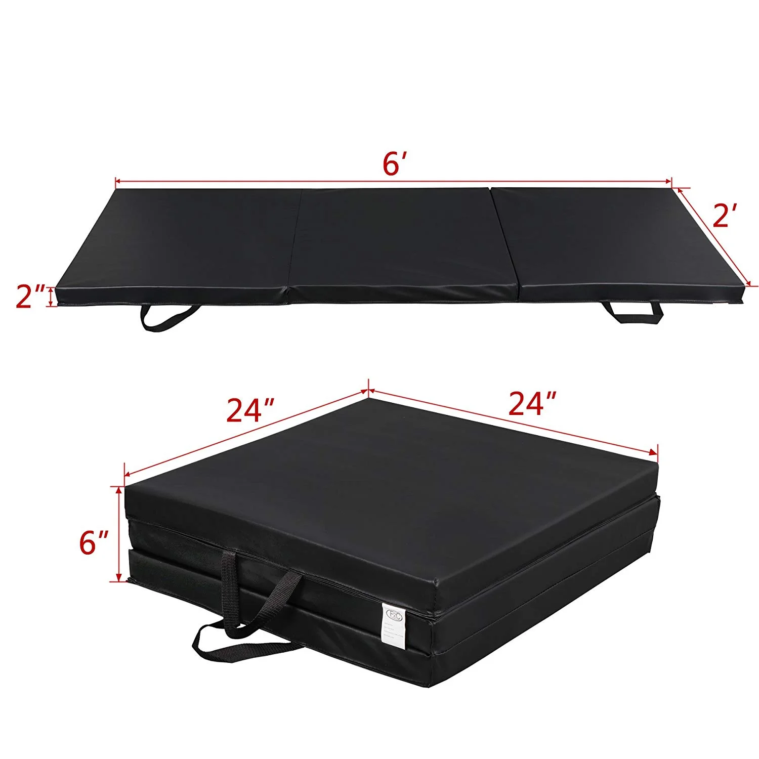 Tri-Fold 6' x 2' x 2" Folding Exercise Floor Mat Gymnastics Gym - Image 2
